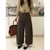 Conjunto de dos piezas versátil de estilo coreano, petite, de cintura alta, adelgazante, con pantalón casual de bajo con volantes para mujer