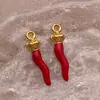 20 Aço Inoxidável Esmalte Gota de Óleo 5 Cores Estéreo Vegetal Capuz Pimenta Pingentes DIY Pulseira Colar Acessórios de Joias