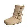 Botines estilo Martin de dos piezas con aumento interno de altura, hebilla retro, botines cortos casuales para mujer, nuevo estilo de gamuza, suela suave, adelgazantes, versátiles para 2026