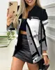 Chaqueta Larga de Manga Larga con Botones, Bloques de Color Estampada y Solapas para Mujer, Novedad Otoño e Invierno 2025, Más Vendida en Amazon y Aliexpress