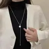 Colar de Pérolas em Camada Dupla Super Brilhante com Franja Totalmente Cravejada Colar Corrente Clavícula Novo 2025 Feminino Luxo Acessível High-End