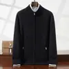 Cardigã de Cashmere Espesso de Inverno para Homens, Gola Alta, Zíper, com Bolsos, Suéter de Lã, Casaco Quente de Tricô Casual Solto