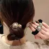 2025 Nuevo Tocados de Cabeza Media Antigua Moda Anillo Cuadrado para el Cabello para Mujer Elegante de Alta Gama Perla Coleta Pambi Bola Cabeza Tendón de Goma