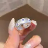 Anillo Abierto Redondo Super Brillante de Circonita, Simple y Moderno, Versátil, Lujo Ligero, Sensación de Alta Gama, Popular en Xiaohongshu, Joyería de Moda