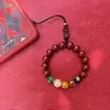 Colgante de Cuerda Roja para Teléfono Móvil de Cinco Vías Dios de la Riqueza Colgante de Bolsa de Bendición de Cinabrio Llavero de Pareja Ágata de Cinco Colores Estilo Nacional