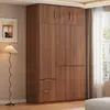 Guarda-roupa moderno minimalista para uso doméstico, armário de armazenamento para quarto, adequado para apartamentos alugados, com portas duplas, compartimentos separados, armário de armazenamento econômico para crianças