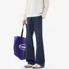 Pantalones Deportivos Casuales de Patchwork Americano para Hombre Primavera Otoño Cordón Micro Acampanados Pierna Recta Pantalones Tendencia Pimp Guapo Caída Holgados Pantalones de Pierna Ancha