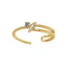 Novedades Transfronterizas Europeas y Americanas, Anillos Abiertos Irregulares de Moda Personalizados, Moda de Alta Gama, Anillos de Circonita de Lujo Ligero al por Mayor