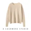 Gola Redonda Novo Suéter Curto Macio Sedoso Cor Lisa Tricotado 100% Caxemira Pura Camada Base para Mulheres Outono e Inverno