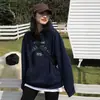 Moletom feminino azul marinho 2026 primavera, outono, inverno nova roupa feminina, jaqueta com capuz solta de alta qualidade para mulheres
