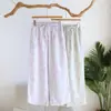 Pantalones de pijama florales de algodón puro para mujer, estilo fino de primavera y otoño, pantalones holgados para casa, pantalones largos de gasa de doble capa, talla grande, se pueden usar afuera