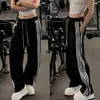 Pantalones Casuales de Diseño Rayado Patchwork Peso Pesado Americano Otoño Nueva Llegada Moda Masculina Tendencia Versátil Cordón Pantalones Deportivos