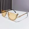 Personalidad europea y americana moderno celebridad de internet Gafas de sol de diamantes metal medio marco moda gafas de sol cóncavas gafas de conducción para mujer