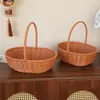 Cesta de almacenamiento tejida de bambú, hecha a mano, para mujeres; arreglo floral y canasta de frutas estilo vintage; Regalo del Festival de Mediados de Otoño