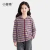 Ropa Infantil Little Fitter 2026 Nueva Colección de Otoño para Niñas: Chamarra con Capucha a Rayas, Top Casual de Otoño para Niñas, Tallas Mediana y Grande