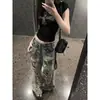 Jeans de mujer estilo retro americano, lavados, desgastados, rotos, nuevo diseño de verano, corte holgado, pantalones rectos de pierna ancha que estilizan