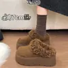 Zapatos de Cuero Genuino con Suela Gruesa para Aumentar la Altura para Mujeres Bajas, Invierno, Acolchado de Terciopelo, Cálidos, Estilo Birkenstock, Mocasines de Algodón