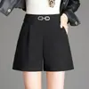 Novedad Otoño/Invierno 2026 Estilo Elegante Sencillo Cintura Alta Adelgazante Versátil Shorts de Traje para Mujer Pantalones de Pierna Ancha Línea A a la Moda