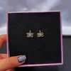 Pendientes Pequeños Lindos Microincrustados con Diamantes Pendientes de Pin de Plata Tendencia de Moda Personalidad Popular Sencillo