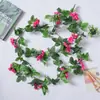 Cipó de Rosa Simulada, Rattan Artificial de Flores, Cobertura de Tubo de Ar Condicionado, Decoração de Teto para Sala de Estar, Cipó de Plástico Enrolado em Plantas