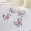 Famosos en Internet adornos para uñas de mariposa de doble capa, tridimensionales, incrustados con diamantes, láser inteligente, color hielo transparente, mariposa, decoración de uñas DIY