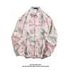 Camisa masculina de manga comprida com estampa japonesa retrô de ganso de alta qualidade, estilo preguiçoso e solto, camisa da moda