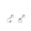 Pendientes Asimétricos de Plata de Ley S925 Estrella y Luna Yinzhen para Mujer, Sencillos Elegantes, Diseño de Nicho, Pendientes de Ins Versátiles y Elegantes
