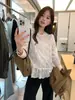 A BLUSA DE RENDA DE MALHA Exquisite Craftsmanship Lemon Green Tea da THE LIMON para Mulheres 2026 Outono Inicial Camisa Base Semitransparente Top