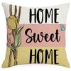 Funda de almohada estampada con conejito de Pascua Funda de almohada decorativa estampada con huevos de lino Funda de cojín de lino transfronteriza