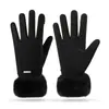 Luvas de Veludo Alemão para Meninas Outono e Inverno, Luvas para Ciclismo ao Ar Livre, Forradas com Lã, Espessadas, Quentes, à Prova de Frio, à Prova de Vento, Luvas com Pontas dos Dedos