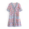 2021 estilo europeo y americano primavera ropa de mujer nueva al por mayor vestido de manga corta con flor de begonia 60236