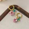Novos Novos Brincos Estilo Chinês Brinco de Cristal Rosa Pêssego Turquesa Retrô Brincos de Esmalte de Alta Qualidade Exquisitos para Mulheres Atacado