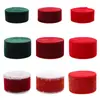 Nuevo Listón Navideño de Terciopelo Rojo con Borde Blanco, Moño Hecho a Mano, Envoltura de Regalos y Suministros de Ambiente