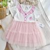 2024 Verão Novo Vestido Feminino Algodão T Saia Princesa Infantil Saia Linda Saia de Malha Saia Véu JK Infantil