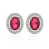 Pendientes Elegantes Europeos y Americanos para Mujer Pendientes de Gema Rojo Rosa Microincrustada Pendientes de Gema de Venta Caliente Pendientes Ovalados Pendientes