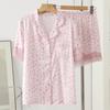 [Personalización de Pijamas] Pijamas de Estampado de Leopardo para Mujer Primavera y Verano Delgadas Frescas Seda de Hielo Manga Corta Dos Piezas Ropa de Casa de Seda