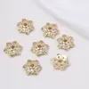 Bandeja de Flor de Zirconia Chapada en Oro de 14 Quilates Incrustada con Bandeja de Flor de Zirconia Copo de Nieve Accesorios de Joyería Separador Cuentas Sueltas Accesorios Hechos a Mano para Bricolaje