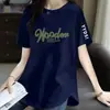 Comércio Eletrônico Transfronteiriço Desembaraço Manga Curta Feminina Soltinha Tamanho Grande Roupas Femininas Meio Comprido Manga Meia-Manga Camiseta Top Cobre a Barriga Parece Magra