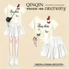Conjunto de Duas Peças Moda Tendência 2026 Estilo Coreano Saia Floral Única e Top Fofo de Borboleta de Um Ombro para Meninas