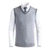 Chaleco de Lana de Color Sólido para Hombre, Chaleco Tejido de Punto con Cuello en V para Otoño e Invierno, 100% Lana Australiana, Espesor de 335g, para Personas de Mediana Edad y Mayores