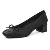 Sapatos Estilo Ballet de Uma Linha com Laço, Sapatos Mary Jane Femininos, Salto Grosso Estilo Pequeno Fragrante, Sapatos Femininos de Alto Nível