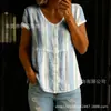 Camisa de Manga Corta con Botones y Estampado de Nuevo Estilo Transfronteriza para Mujer, Elegante y con Estilo para el Trabajo y el Ocio