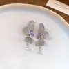 Pendientes Largos de Borla con Forma de Gota de Agua y Diamante, Mariposa Hueca, Aguja de Plata, para Vacaciones en la Playa, Pendientes Dulces de Gama Alta