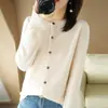 Procesamiento de Fábrica Tejido Personalizado para Mujer Suéter Delgado de Cuello Redondo Color Sólido Jersey de Temperamento Top Corto Suéter de Otoño Cárdigan para Mujer