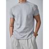 Nova Peça de Verão Simples Básica Esportiva Manga Curta Camiseta Americana com Punho Gola Redonda Retro Casual Manga Três Quartos Camiseta