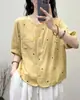 2026 Nova Blusa Bordada 2026 Estilo Verão Estilo Étnico Estampa de Coração Casual Solta Camisa Top Feminino