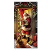 Qzbmt132 Cortina Decorativa de Puerta de Papá Noel Transfronteriza Banner de Decoración para Fiesta Navideña Cortina de Puerta de Tela Colgante para Puerta de Madera
