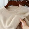 Suéter de Lã Pura 100% Novo Outono e Inverno Masculino Gola Redonda Jacquard Solto Rombo Tricô Camada Base