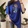 Playera de manga corta para mujer 2023 Verano Transfronteriza Comercio Exterior Sudeste Asiático talla grande Holgada Cuello redondo Manga corta Estampada Top Mujer