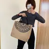 Bolso de Lino Transfronterizo para Mujer, Bolso de Yute Compuesto Estilo Coreano, Bolso de Hombro de Gran Capacidad a la Moda, Bolso Tote